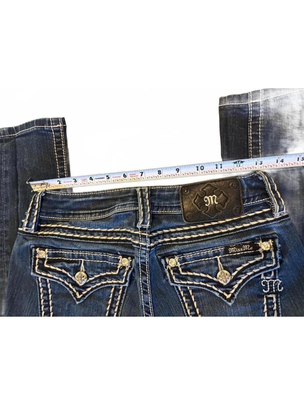 Miss Me Signature Skinny Jeans Dark Wash Embellished Size 26 Y2K